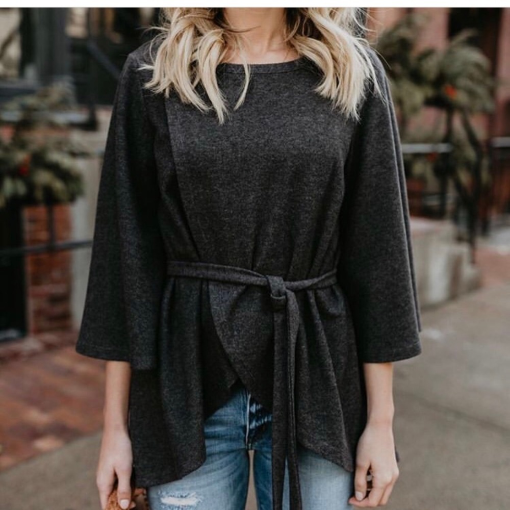 Vici Charcoal Wrap Sweater